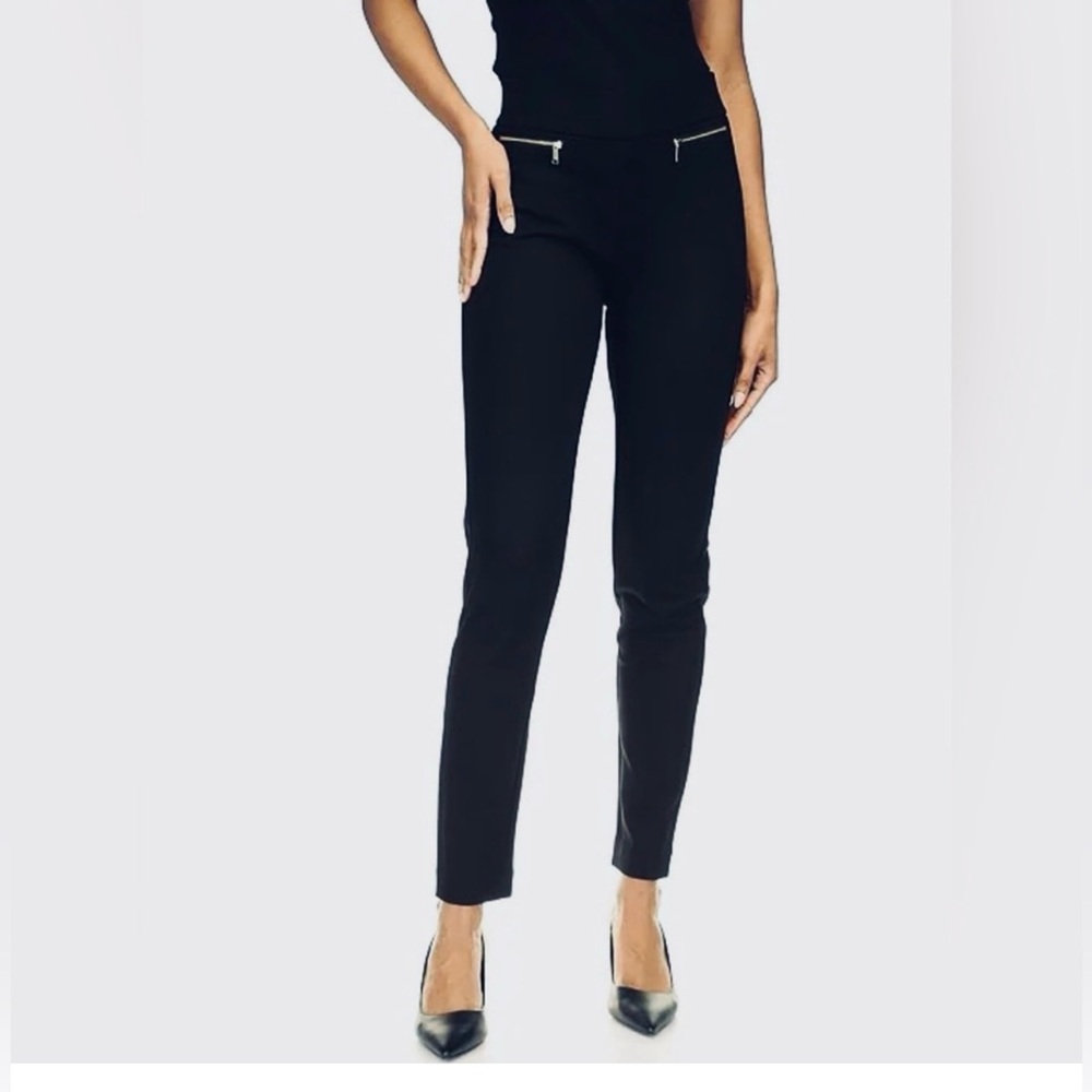 High-Waisted Zip Pocket Moto-Style Ponte Skinny Pants - Picture 2 of 7